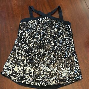 Libby Edelman sleeveless black sequin blouse Size S NWT